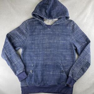Vintage‎ Lifetime Collective Hoodie Mens L Blue Crosshatch Pullover Fleece Lined